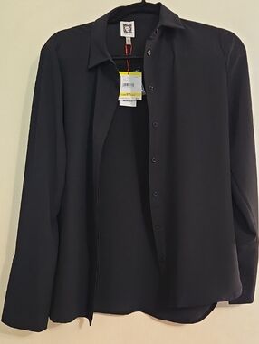 Anne Klein Black Button-Front Shirt Jacket
